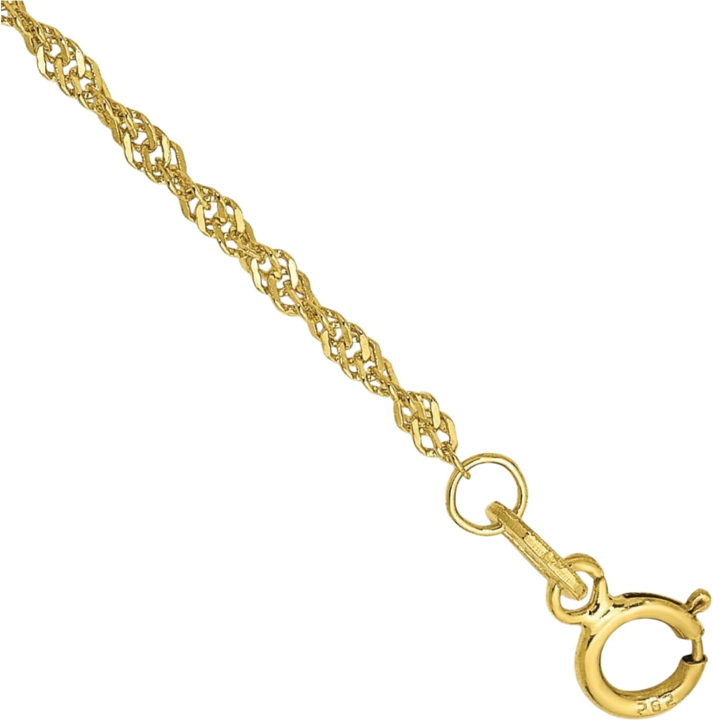 IceCarats 10K Solid Yellow Gold 1.4mm Dainty Singapore Chain Bracelet Polished