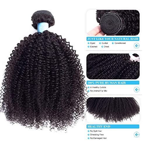 Bly 7A Mongolian Afro Kinky Curly Human Hair Single Bundle 10 Inch Unprocessed Hair Weave Weft Big Hair For African American Women Natural Color #TOP1