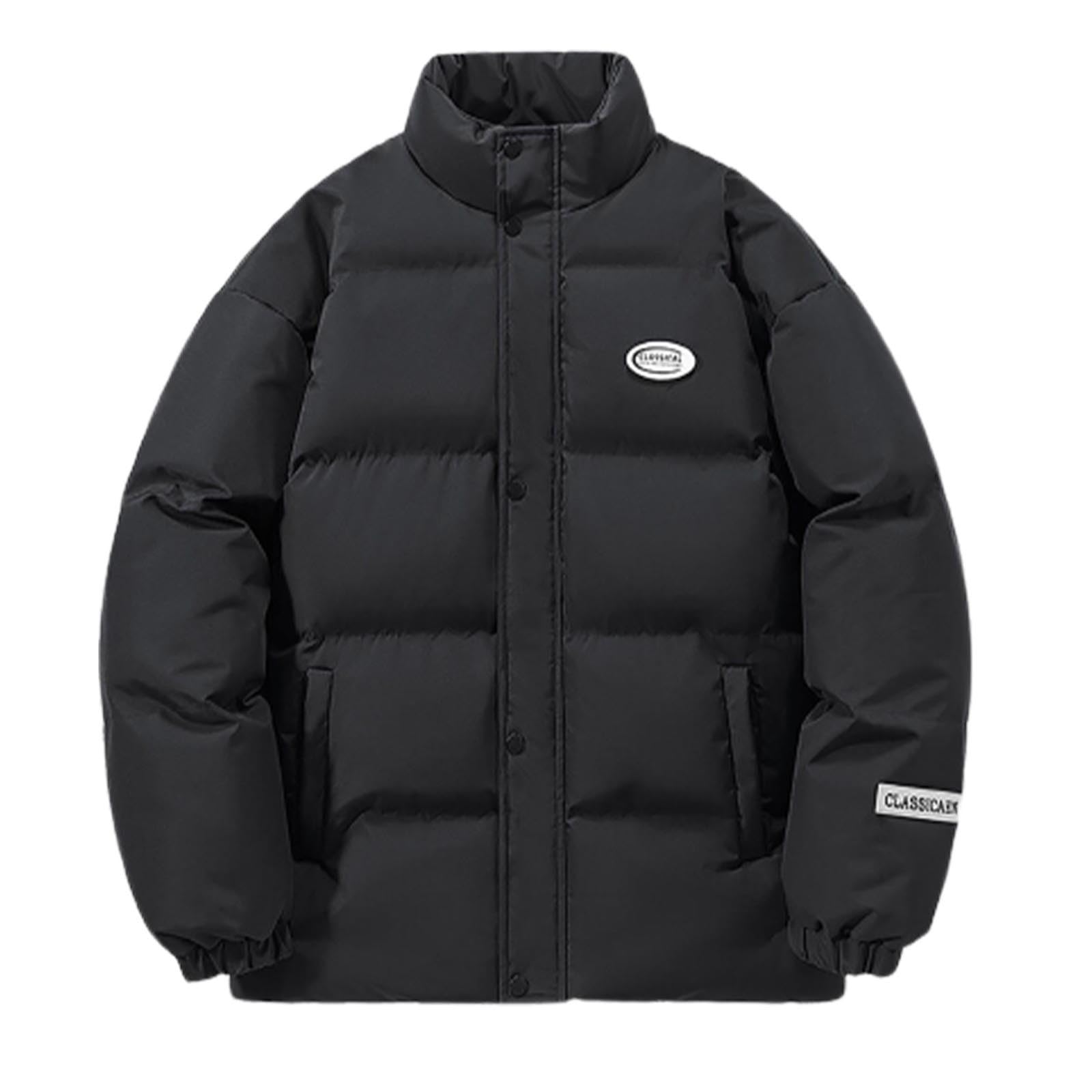 Generisch Chaqueta de plumón para hombre de invierno, chaqueta acolchada cálida Y2K, chaqueta de forro polar, cuello alto, chaqueta de amortiguador, chaqueta de invierno, chaqueta de invierno