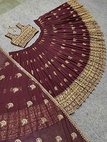 Image of DhrishafashionWOMEN'S Georgette Semi-Stiched lehnga (SF-ver12no Purple1 Free Size)