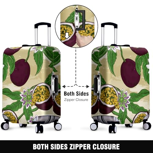Travel Suitcase Cover Stretchable Luggage Protector with Secure Fastenings Wheel Guard Handle Access Slots Personalized Stylish Patterns Water-Resistant Material Passion Fruits2