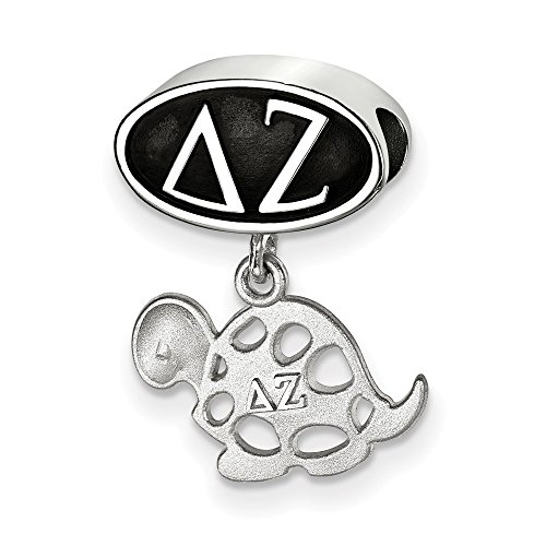 Jay Seiler Sterling Silver Logoart Delta Zeta Oval With Turtle Dangle Bead, Sterling Silver