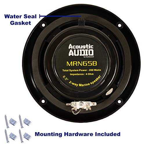 Image of Acoustic Audio by Goldwood MRN65B Waterproof Flush Mount Marine 6.5 inch Speakers 1 Pair Pack Black