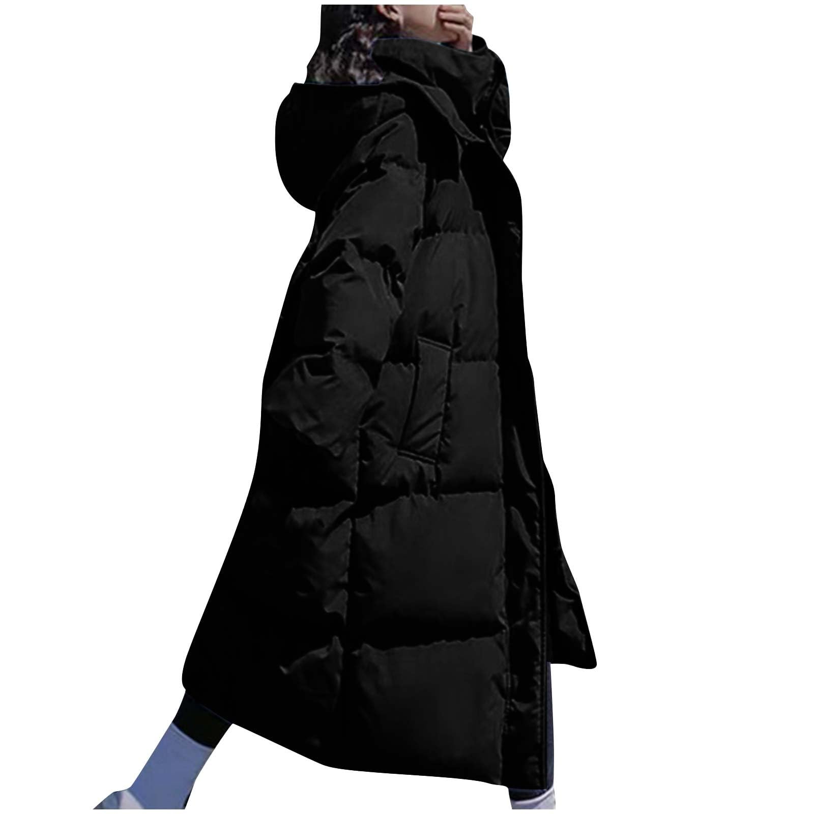 Damen Daunenjacken Lange Locker Steppjacke Leicht Oversize Daunenmantel Elegant Verdicken Winterjacke PufferJacke Warm Wintermantel mit Kapuze Casual Steppmantel Weiche Mantel