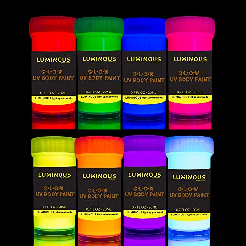 LUMINOUS UV Body Paint - Set of 8 - Black Light Neon Make-Up