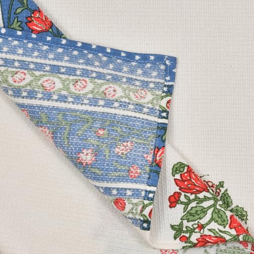 Image of Mafatlal Madhuban Full Size Bath Towel Combo - 100% Cotton, Lightweight & Ultra Absorbent | 76x147 cm | 250 GSM | Handcrafted Waffle Texture | Pack of 2 | Rose N Blue