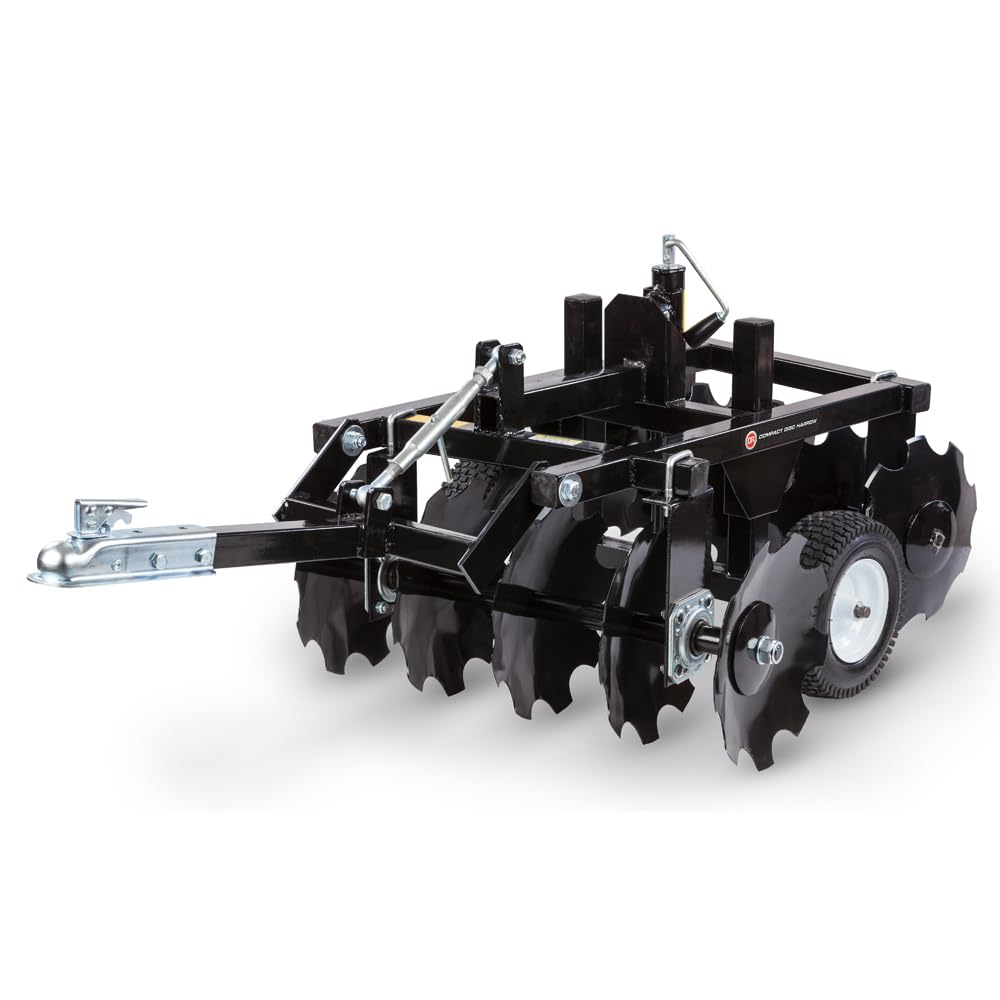 DR ATV Disc Harrow - Pull Behind Garden Cultivator - Soil Tiller Attachment for ATVs, UTVs and Garden Tractors - Adjustable Hitch and Tire Height - 33 Inches Wide