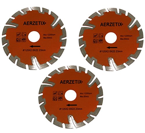 Aerzetix - 3x Disco diamantato segmentato 125 mm