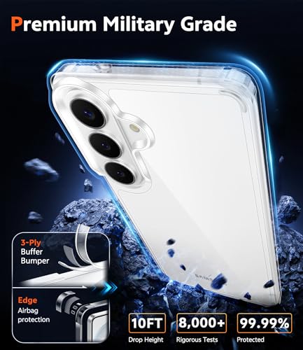 Image of FNTCASE for Samsung Galaxy S26-Plus Case: Clear Phone Cases with Screen Protector Drop Proof Slim Lightweight Shockproof Anti Yellowing Rugged Protective Transparent Cell Phone Cover (Clear)