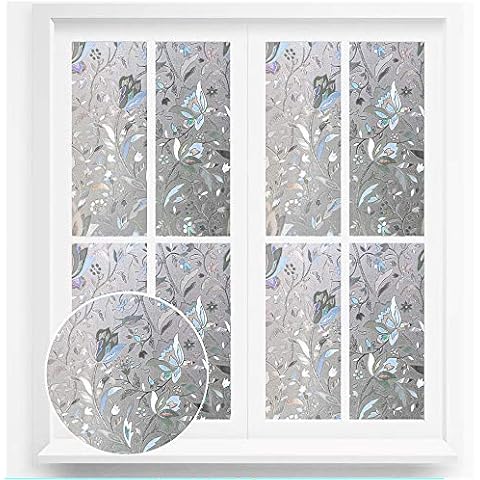 FXCIST 3D Non Glue Decorative Privacy Window Film Tulip Pattern Self Adhesive Privacy Window Film for House Decoration (60x200cm) Cover