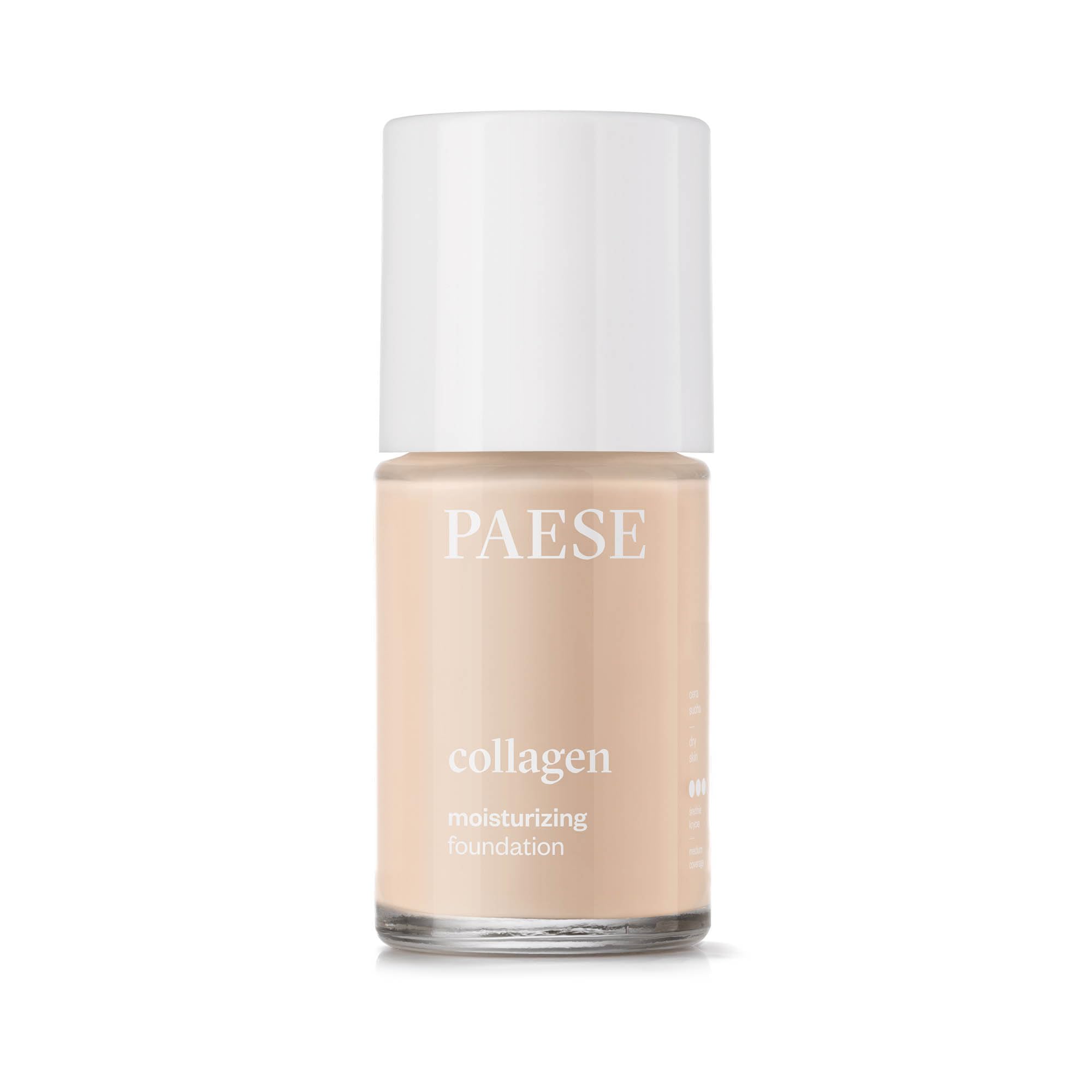 Paese Cosmetics 301N Light beige Collagen Moisturizing Foundation, Medium Coverage, with Aloe Vera, 30ml