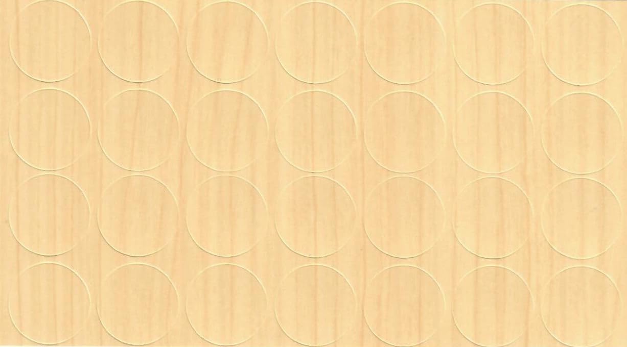 Royal Maple 20mm Self-Adhesive Furniture Screw Hole Cover Caps 28 Pcs, Acrylic, Durable, Thin, Perfect for Shelves, Camlock, Confirmates, Egger Compatible