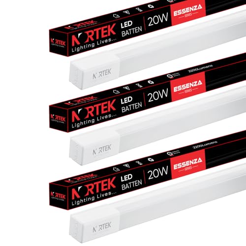 Image of Nortek Essenza Led Tube Lights For Home 20 Watt Led Tube Light For Living Room, Bedroom, Office, Commercial And Industrial Cost-Saving LED Light (Cool White, Pack of 3)