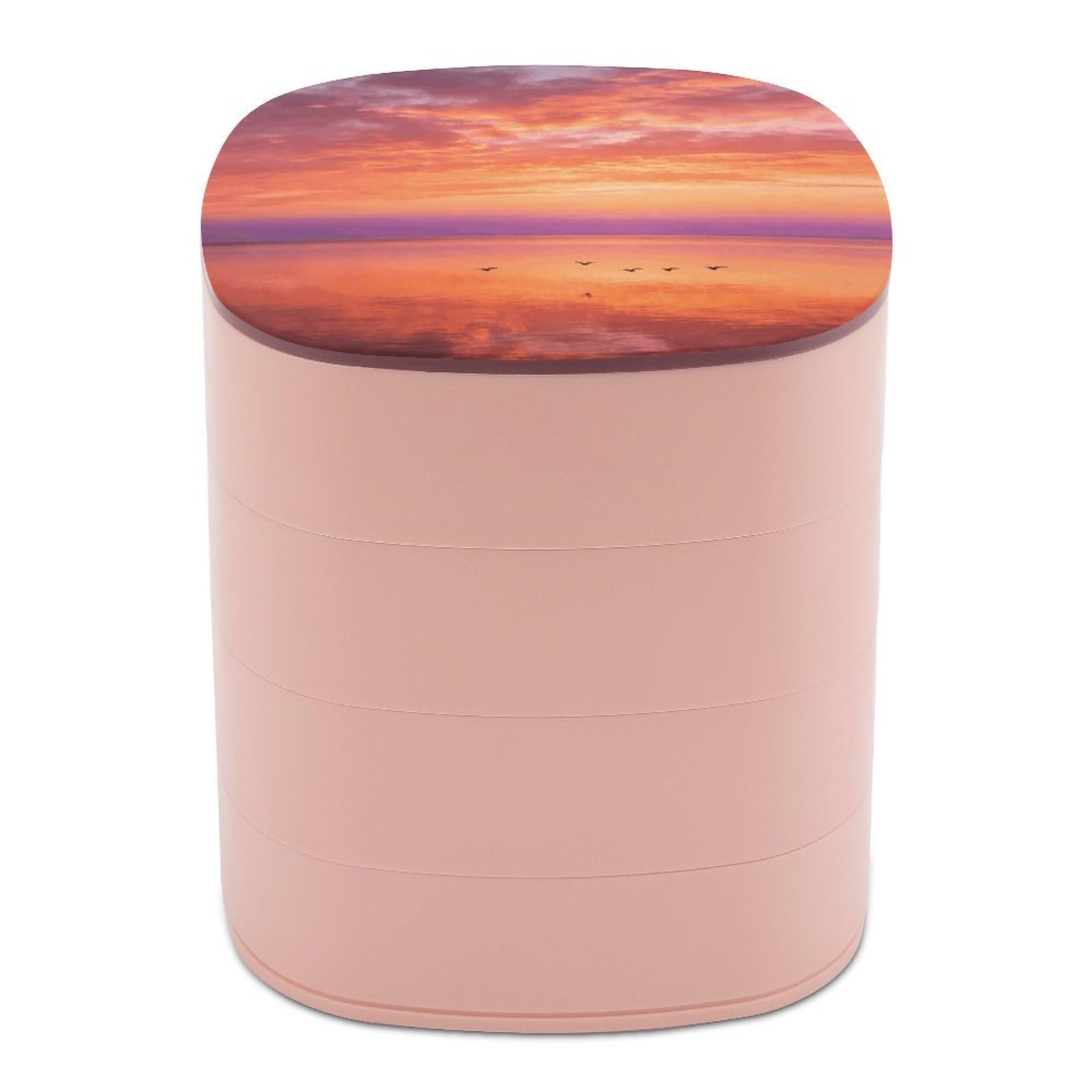 LZQPOEAS Rose Gold Jewelry Box Women Jewelry Organizer Travel Jewelry Case Cute Necklace Ring Storage Organizer 4-Layer Rotating Jewelry Tray Case with Mirror for Bracelets