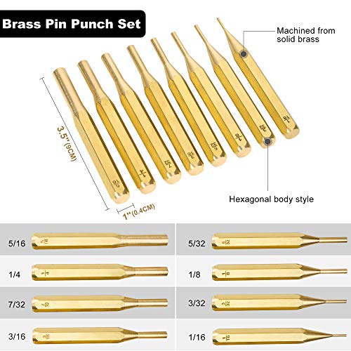 Brass Punch Set, Hammer Bench Block Kit | Gunsmithing, Gun Repair Tools Kit With Steel, Plastic for Armorers, Watch, Jewelry, and Craft - Thumbnail 7