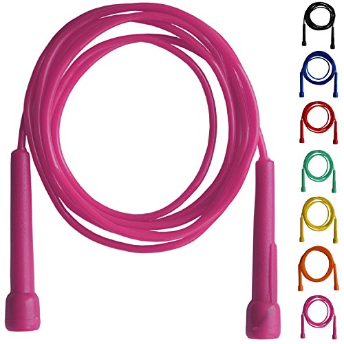 FARABI - Cuerda de Saltar - Fitness y Boxeo - Mango de plástico, Cuerda de Nailon para Gimnasio - Rosa.