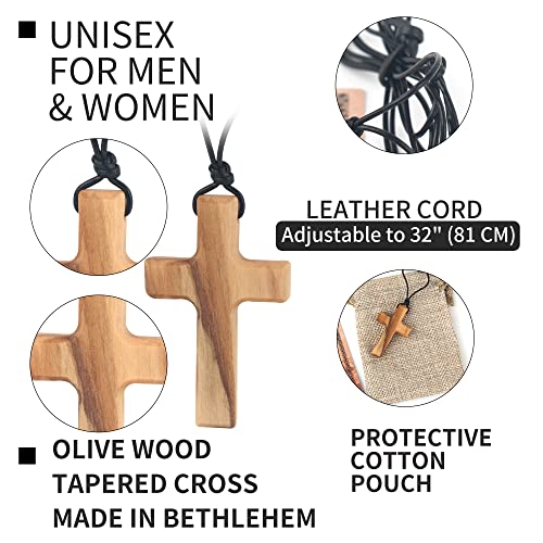 Natural Wood Cross Pendant Necklace Hand Carved Wooden Cross Necklace For Men Women3