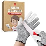 NoCry Kids Cut Resistant Gloves with 3 Reinforced Fingers - 100% Food Grade Kids Cooking Gloves with Level 5 Protection - Lightweight, Ambidextrous and Machine Washable Knife Gloves
