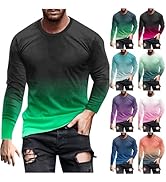 Kaslı Fit Erkekler i&ccedil;in B&uuml;y&uuml;k ve Uzun G&ouml;mlekler Uzun Kollu Gradient Renk Baskılı Grafik Tiş&ouml;rtler Casua...