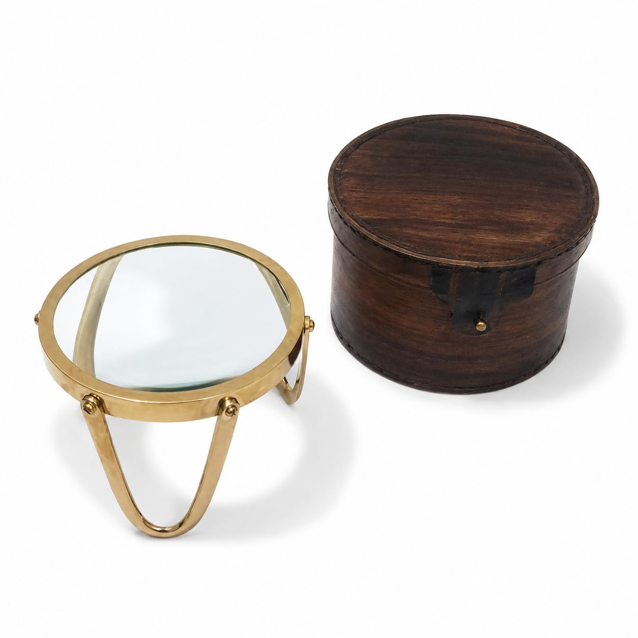 Loupe de lecture laiton antique idée cadeau de prestige avec sa boîte en cuir