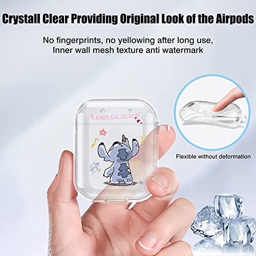 Cute Case For Airpods 1/2 Clear With Lovely Anime Blue Big Ear Dog Design Kawaii Keychain For Women Girls Kids Protective Skin Slim Soft Silicone Tpu Airpod Cover For Airpods 2Nd &1St Generation #TOP2