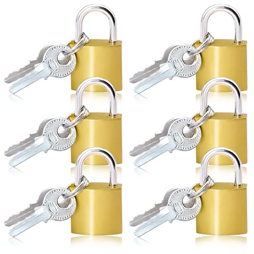 6 Packs Small Padlock Luggage Locks with Keys Mini Padlocks Suitcase Locks for Luggage Suitcase Dairy Mini Padlocks with Keys