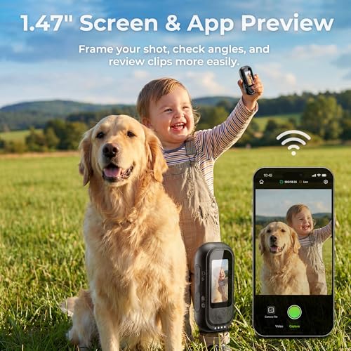 Image of POV Body Camera with 1.47 inch Display, 2K HD Thumb Action Camera, 128GB Magnetic Wearable Body Cam with Charging Case, 6-8H Total Runtime, App GPS Data Overlay & Stabilization
