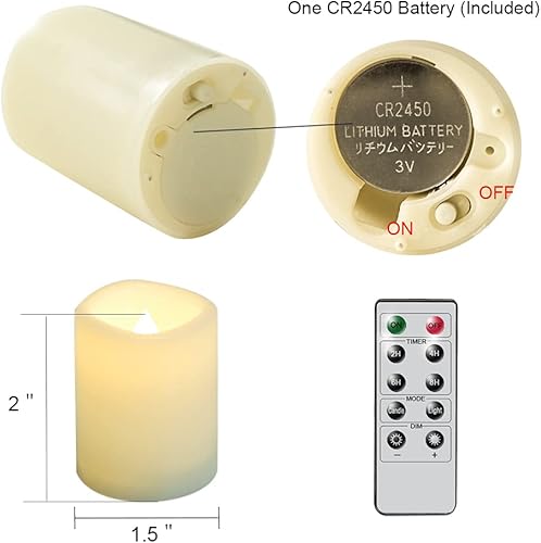 Miniatura 2 de Eldnacele Velas votivas parpadeantes sin llama con control remoto, velas votivas remotas que funcionan con pilas, paquete de 10 velas LED realistas
