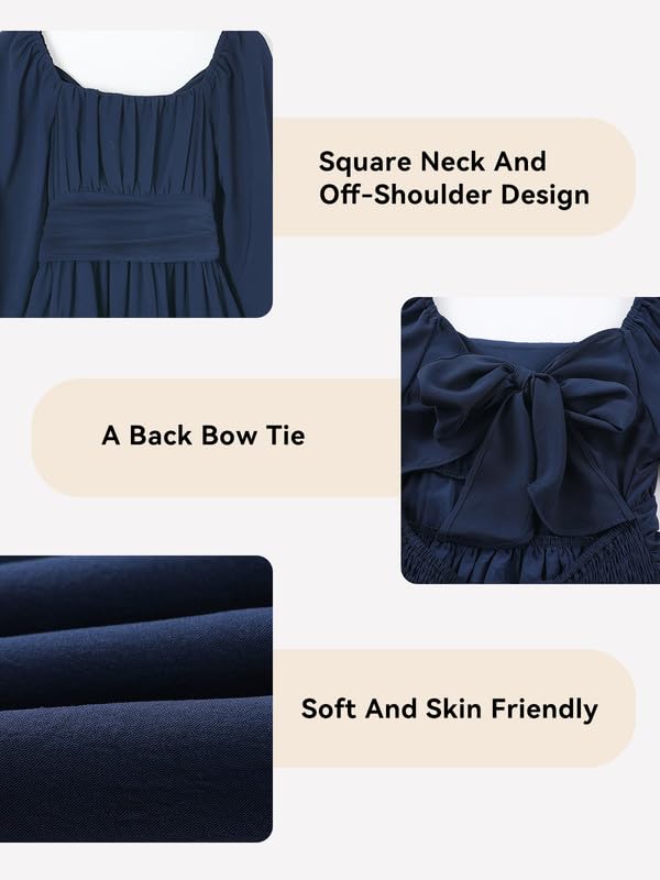 Girls Tie Back Off Shoulder Dress Ruffle Long Sleeve Fall Spring Dresses 4-15 Years4