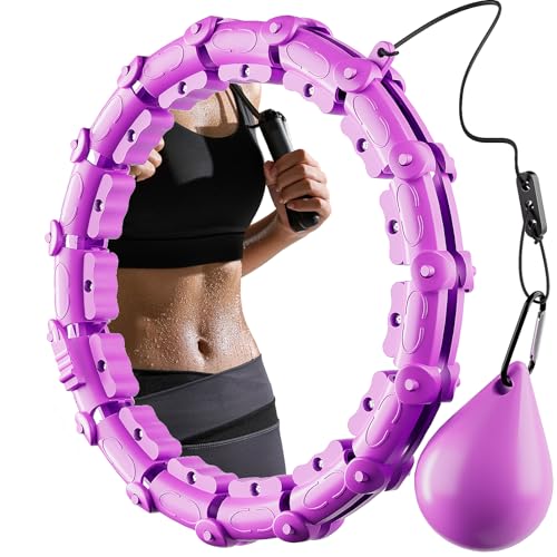 Weighted Hula Hoop Plus Size Smart Hula Hoops for Adults Adjustable & Detachable Infinity Hoop with 360 Auto-Spinning Ball Weight Loss Gifts Exercise Equipment for Home Office Gym
