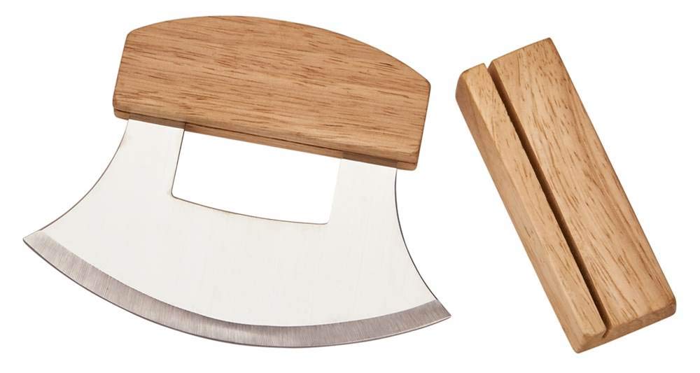Ulu Knife with Wooden Stand