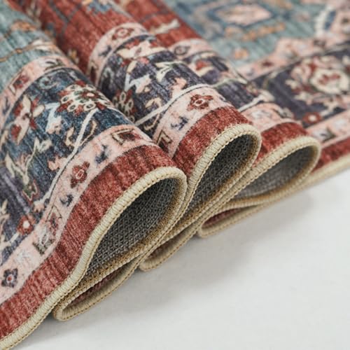 RUUGME Washable 9X12 Area Rugs - Large Boho Rugs for Living Room Stain Resistant Carpet Vintage Tribal Rugs for Bedroom Kitchen Bathroom with Non Slip Backing Home Decor Floor Decoration Mat 9x12 Red