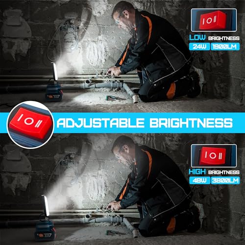 LED-Arbeitsleuchte für BOSCH 18V Akku,18V Arbeitsleuchte mit Unterspannungsschutz, USB-Ladeanschluss, LED-Arbeitsleuchte für Baustelle und Sicherheitsbeleuchtung/Camping(nur Werkzeug)