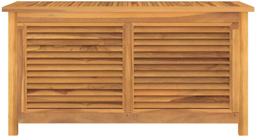 Garden Storage Box, Teak Brown Solid Teak Wood with Water-Based Finish, 44.9 x 19.7 x 22.8 in, Outdoor Storage Cabinet for Patio Cushions