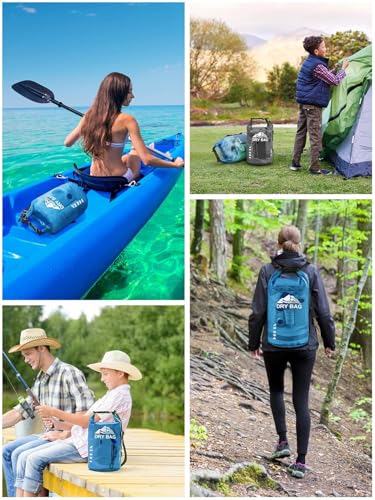 Image of 1 Compartment 10 Liter Transparent Ocan Bag Roll Top Transparent Storage Bag Lightweight Dry for Traveling, Swimming, Kayaking, Camping, Fishing Backpack (Transparent Blue)