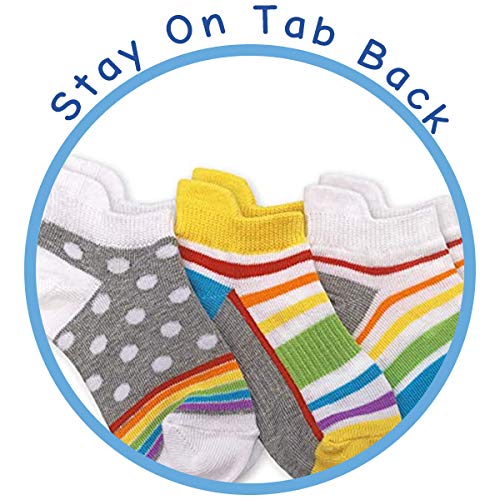 Jefferies Socks Womens Rainbow Pattern Sport Tab Low Cut Ankle Socks 6 Pair Pack (Large, Rainbow)3