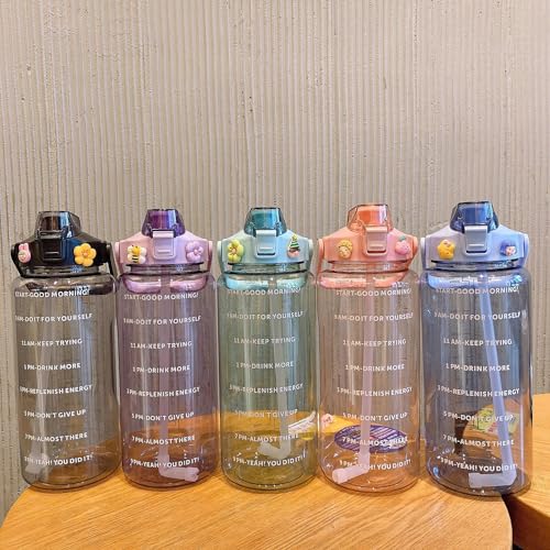 Plastic Epick Motivatioanal Transparent 2-Liter Professional Water Bottle For Enhanced Hydration And Inspiration (Blue 2L Bottle) 2 51W X+8gchL