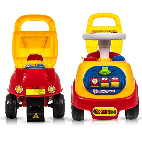 Hillington My First Ride On and Push Along Buggy Car Colourful First Steps Toddler Walker Learning Toy with Sounds and Accessories (RED) - Image 3