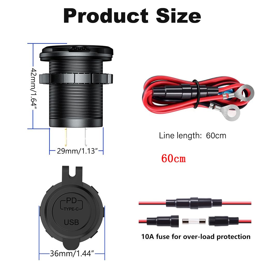3 zestaw uniwersalnych gniazd zapalniczki motocyklowej adapter ładowania USB motocykl łódź SUV ładowarka ochrona przed przeciążeniem samochodowe niebieskie światło