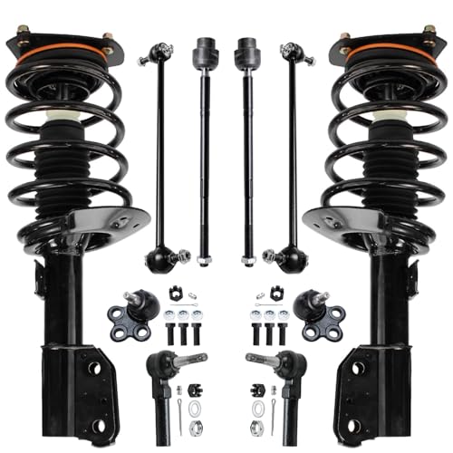 Image of Detroit Axle - 10pc Front End Suspension Kit for 2004-2008 Pontiac Grand Prix [16 inch, 17 inch & 18 inch Wheels] 2 Struts 2 Lower Ball Joints 2 Sway Bars 4 Tie Rods 2005 2006 2007 Replacement