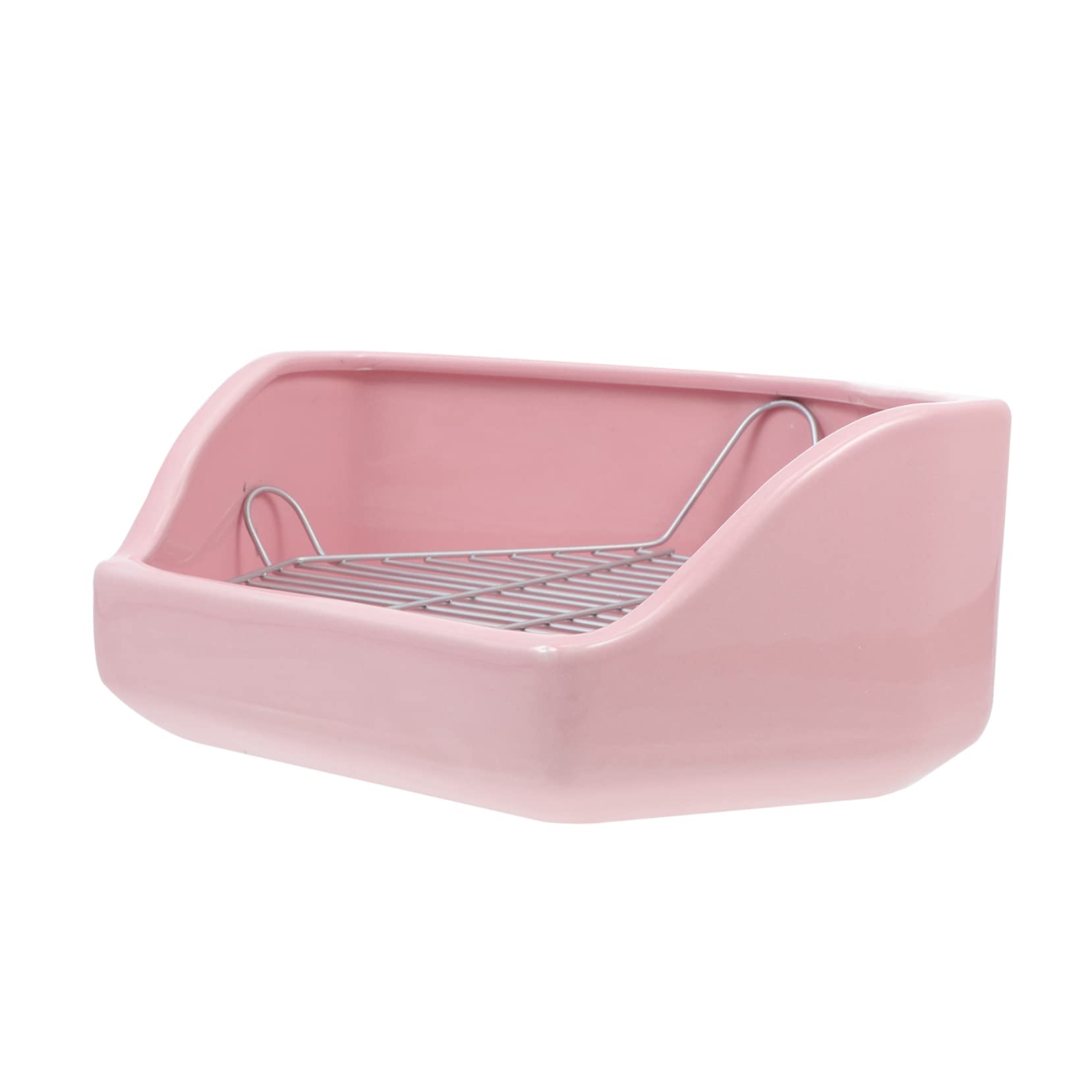 Beschwerte Keramik Kaninchen Toilette, Fünfeckig, Rosa, Kippsicher