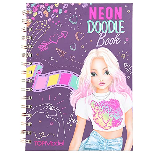 Depesche 11484 TOPModel - Neon Doodle Malbuch-Set, Ausmal-Buch mit 30 Seiten dunklem Papier und Neon-Outlines, inkl… – Bild 3