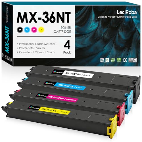 Toner Sharp MX-36 LeciRoba MX-36NT lot quadruplet CMJN pour copieur de bureau MX-3140N
