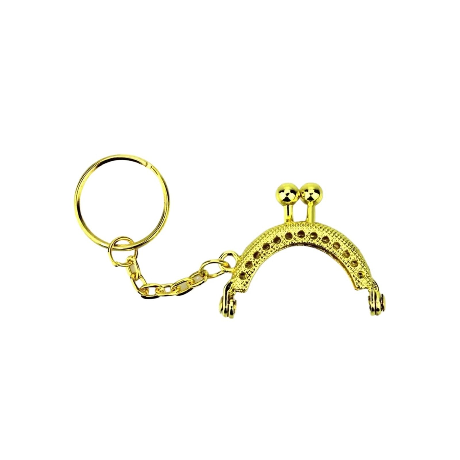 PVUVTNAHW 20Pcs 4cm Bronze/Silver/Golden/GunBlack Half Round Metal Purse Frame Kiss Clasp Lock With Key Ring Bag Accessories(Golden)