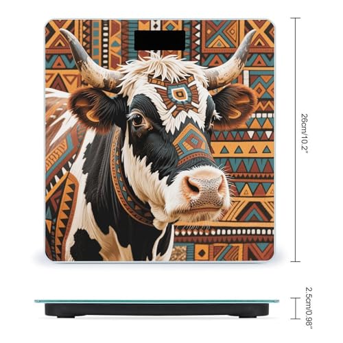 Báscula de baño digital Aztec Ethnic Tribal Cow miniatura 2
