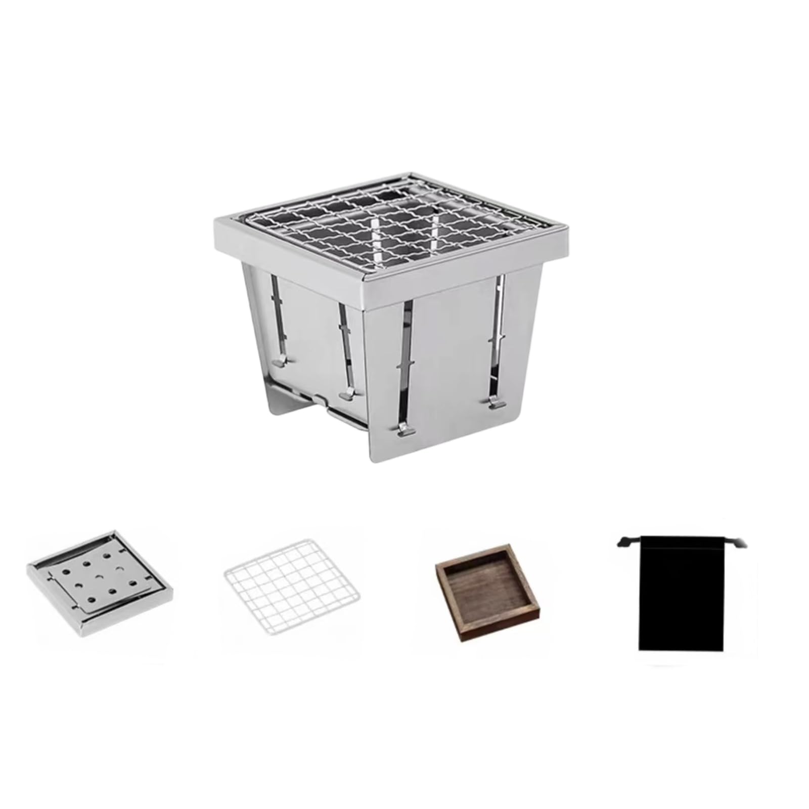 Telescoping Stainless Steel Charcoal Grills Folding Barbecue Grills for Outdoor Cooking Travel Picnics Beach Camping Camping BBQ