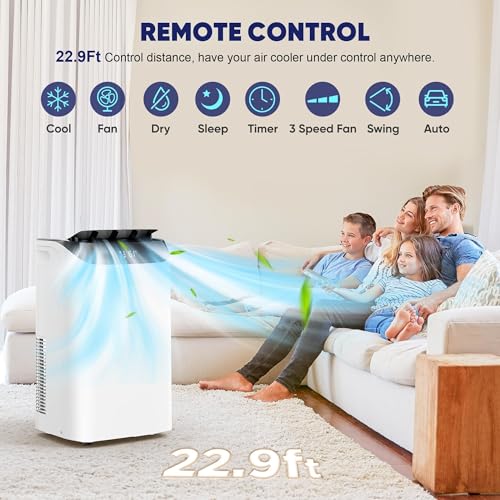 Image of 14000 BTU Portable Air Conditioners, Cools Up to 700 Sq.Ft, Free standing AC Unit, Cooling, Dehumidifier, Fan, Sleep Mode, Remote Control & Installation Kit, White