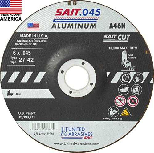 Holiday Deals 🛒 United Abrasives-SAIT 22360 Cutting Wheel Type 27 A46N, 6-Inch by 0.045-Inch by 7/8-Inch, 50-Pack