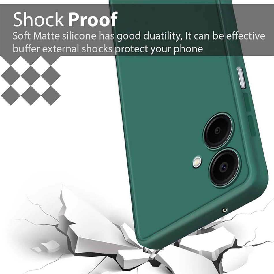 Image of Fashionury Back Cover for Samsung Galaxy A06 5G | Matte Soft Silicon Flexible | Camera Bump Protection | All Side Shock Proof Rubberised Back Case Cover for Samsung Galaxy A06 5G (Green)