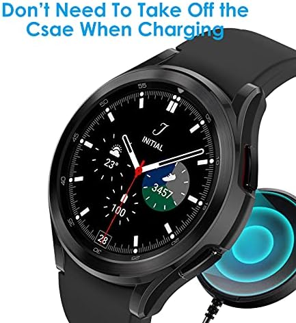 FITA (2+1 Pack Screen Protector plus Case compatible with Samsung Galaxy Watch 4 Classic 46mm, TPU Edge Cover Case with Tempered Glass Screen Protector for Galaxy Watch 4 Classic 46mm (Black)